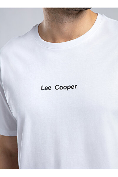Lee Cooper Ανδρικό μπλουζάκι με λαιμόκοψη λευκό 252 LCM 242006 AYLEX WHITE