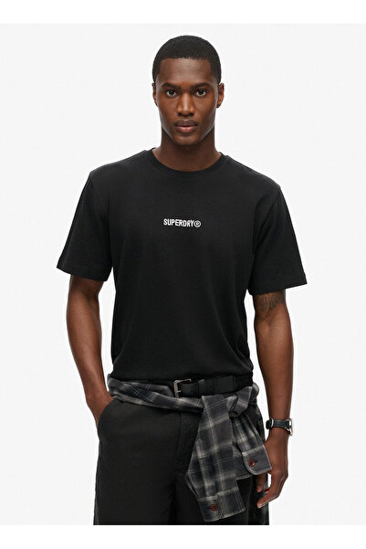 SUPERDRY Bisiklet Yaka Siyah Erkek T-Shirt M1012028A02A_MICRO LOGO GRAPHIC LOO