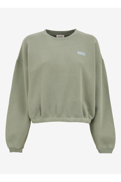 American Vintage Haki Kadın Yuvarlak Yaka Regular Fit Sweatshirt IZU03AE25_ARGILE VINTA