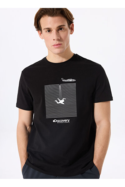 Discovery Expedition D5SM-TST3771 Siyah Bisiklet Yaka Relaxed Fit Baskılı T-S...