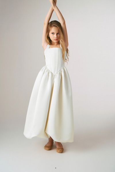 Laviella Kids Couture Kız Çocuk Tasarım Kare Yaka Uzun Balon Elbise