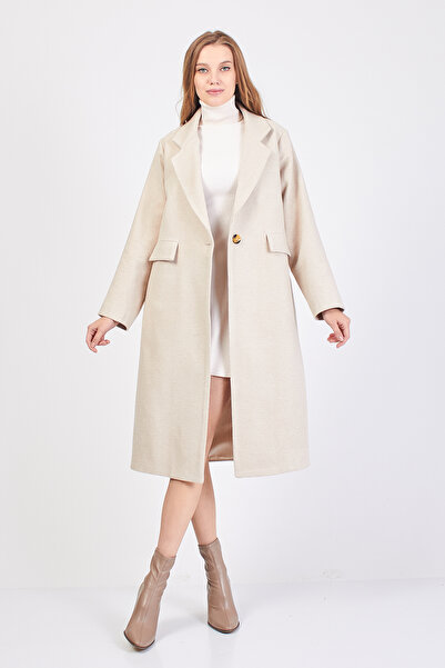 SevdeUgur Kadın Krem Kaşe Kaban / Collection