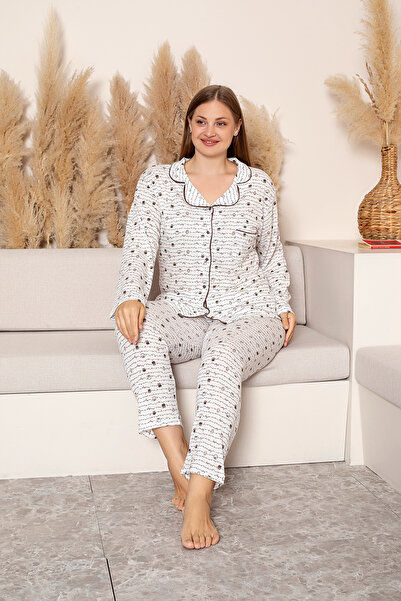 nisaNCa Long Sleeve Shirt Collar Women's Plus Size Pinterest Pajama Set - Seasonal Women's Pajamas