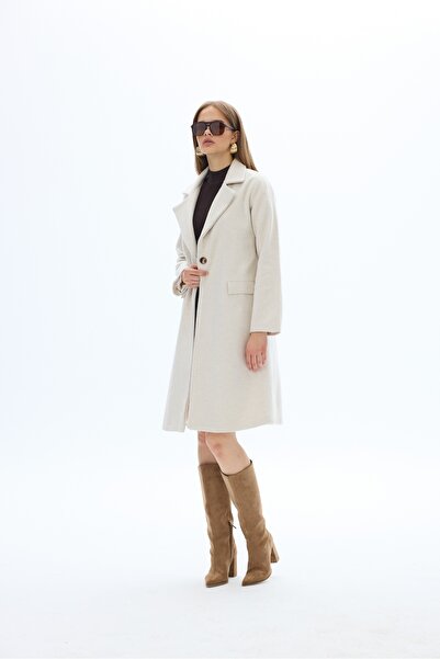 SevdeUgur Kadın Krem Kaşe Kaban / Collection