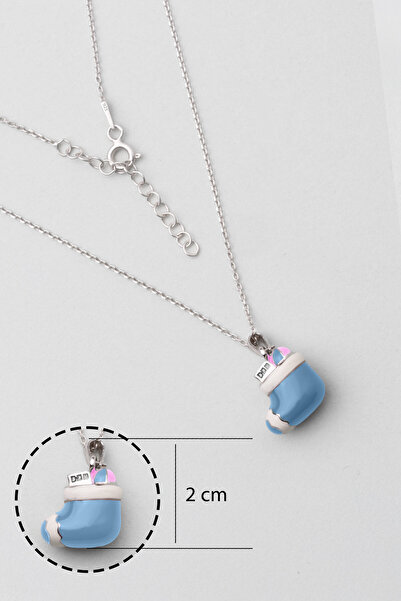 So CHIC... Renkli Çorap 18 Ayar Beyaz Altın Kaplama 32 Cm Gümüş Çocuk Kolye