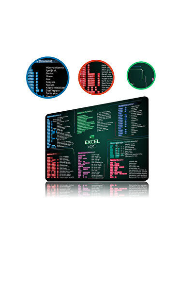 VRC Ticaret لوحة ماوس إكسل للاختصارات 48×40 سم بقاعدة مطاطية غير قابلة للانزلاق (إكسل تركي)