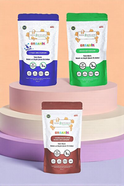 Soul Kitchen Organik Ürünler Organik Tahıl Bazlı Gece Maması*bebek Muhallebisi*keçiboynuzlu Muhallebi Vitaminli Ek Gıda (3X250G)