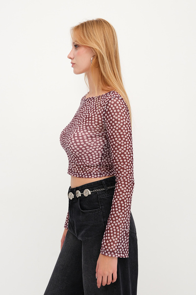 Addax Polka Dot Tulle Blouse B17552