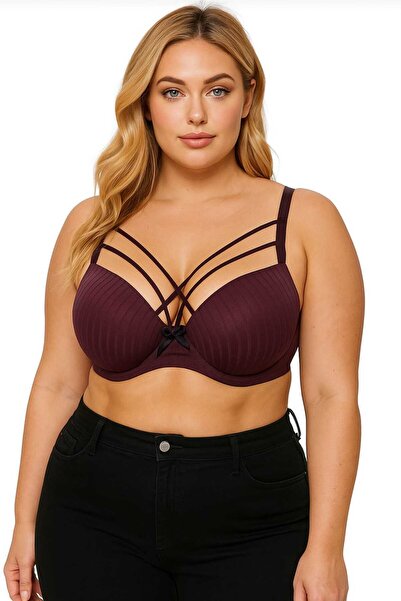 wear treasure C Cup з підкладкою з губки, порожнистий, з перехресними бретелями, фіолетовий бюстгальтер