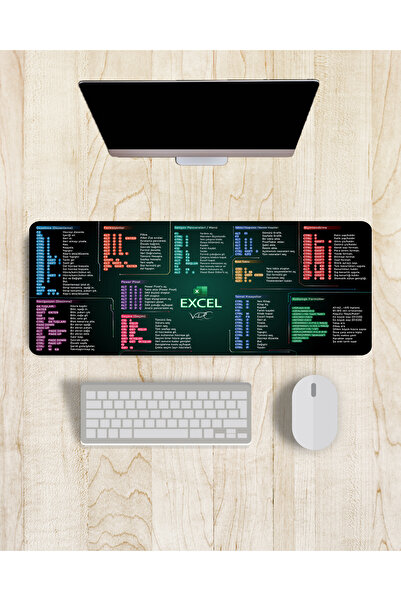 VRC Ticaret Excel Kısayol Mousepad 80x40Cm Kaymaz Kauçuk Taban(Excel Türkçe)