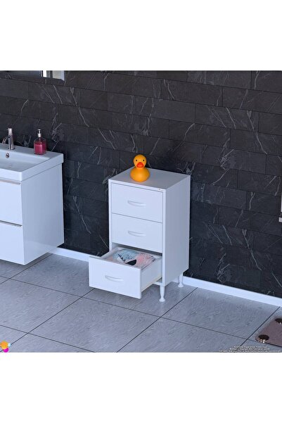 Modilayn Çok Amaçlı Dolap 3 Çekmeceli Takı Dolabı Tek Gözlü Ayaklı Dar Şifonyer Komodin