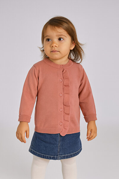 Minora Baby Girl Knitwear Frilly Cardigan 6-24Months Salmon