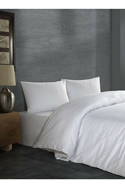 MEŞELİ TEKSTİL 83 Thread Count Cotton Satin Striped Hotel Bed Sheet King Size 280X280 |   Durable Long-Lasting