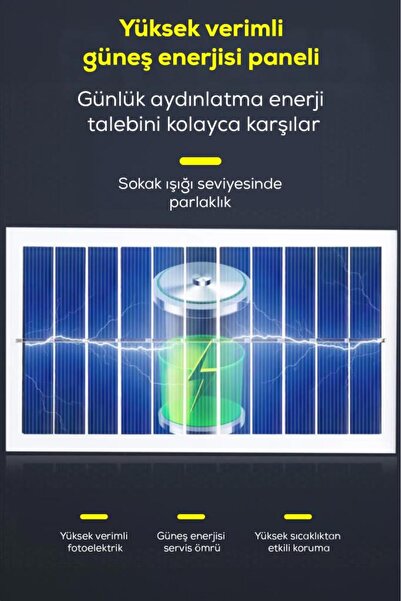 DEMPOWER 3 Modlu, Hareket Sensörlü, Su Geçirmez, Uzaktan Kumandalı Solar LED Lamba