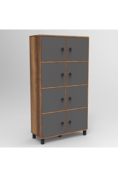 Yurupa Meva F Ofis Klasör Dolabı 8 Kapaklı Ahşap Ayaklı Barok-antrasit MEV06-BA