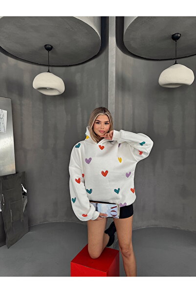 BAİA COLLECTION Екру Овърсайз Сърце Суитшърт