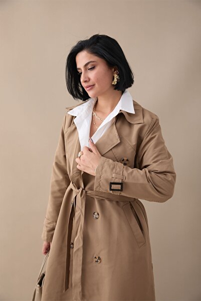 InStyle Çapraz Cep Detaylı Bej Trençkot