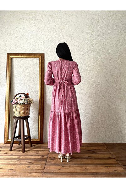 KÜÇÜĞÜM BUTİK Ροζ Hijab Crispy Poplin φόρεμα δαπέδου