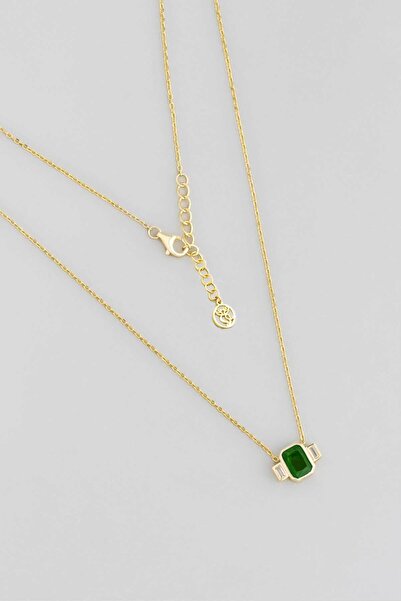 So CHIC... Renklerin Büyüsü 18 Ayar Sarı Altın Kaplama 45 Cm Gümüş Baget Kolye