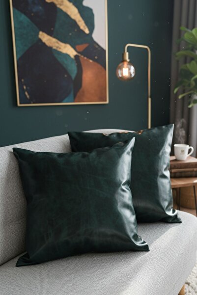 Soyoe Husă de pernă decorativă din piele, 2 piese, husă de pernă din piele ar...