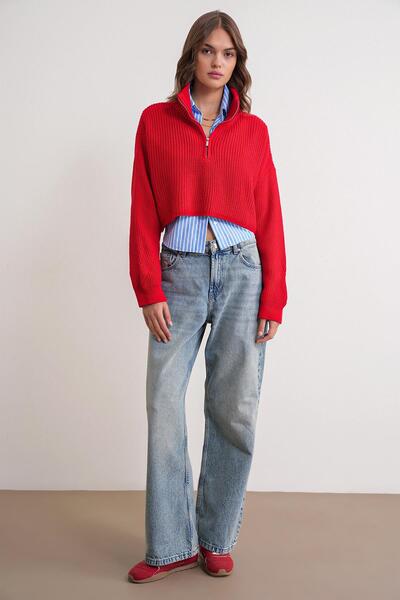 Mixray 6752 Μοντέλο Κόκκινο Γυναικείο Φούτερ με φερμουάρ