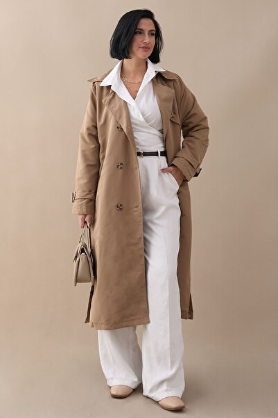 InStyle Çapraz Cep Detaylı Bej Trençkot