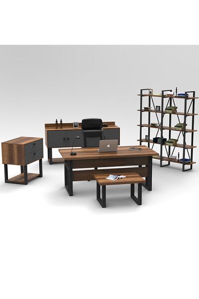 Yurupa Meva ABCDE Ofis Büro Masa Takımı Barok-Antrasit MEV10-BA