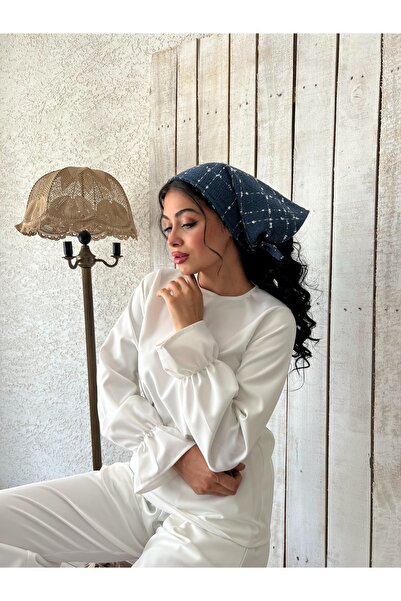 KÜÇÜĞÜM BUTİK Σκούρο μπλε Tweed Bandana