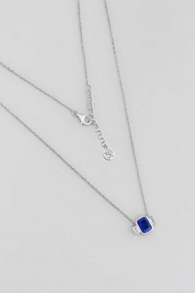 So CHIC... Renklerin Büyüsü 18 Ayar Beyaz Altın Kaplama 45 Cm Gümüş Baget Kolye