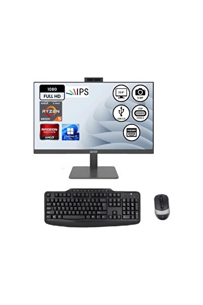AXER AM24R5 AMD R5 6600H 8GBDDR5-512GBSSD 23.8" Win11Pro AIO Masaüstü Bilgisayar