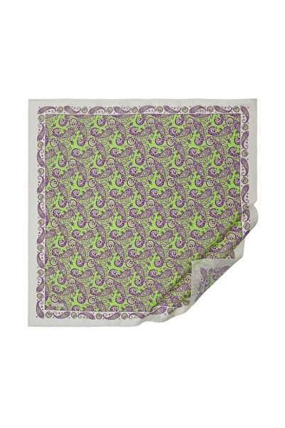 ipekevi Eșarfă cu model Mesopotamia Model 02 verde fistic alb