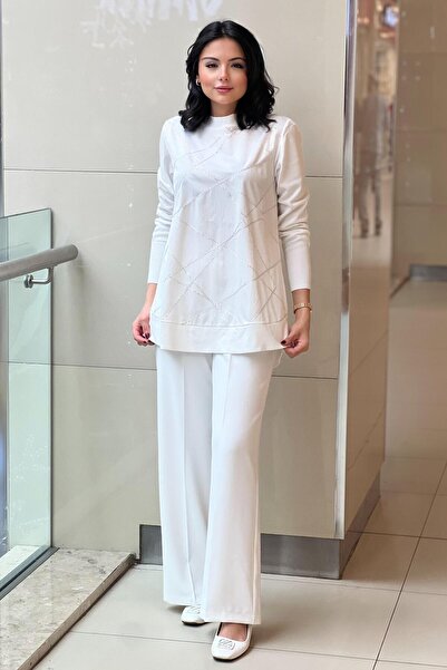 sentez giyim Sentez Colmar Beli Lastikli Geniş Paça Pantolon