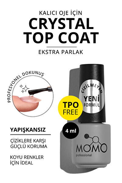 MOMO professional Kalıcı Oje Için Crystal Top Coat, 4 ml