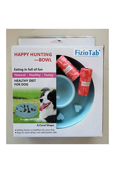 FizioTab Castron Hranire Lenta Caini FizioTab®, pentru Prevenirea Indigestiei, Antiderapant, Love, Albastru