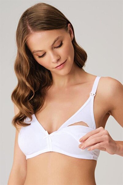 CHI'LA Collection Cotton Underwire Maternity Front Opening White Nursing Bra
