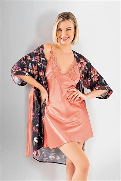 Loriva Aesco 2-Piece Dressing Gown Set Salmon