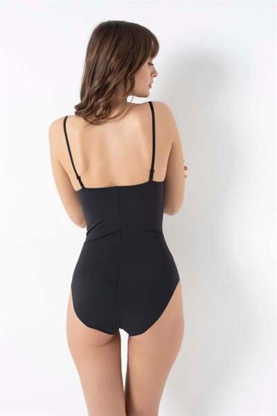 Aesco Micro Fabric Underbust Adhesive Sleeves Tight Badi Black Corset with Silicone Tape and Bottom Hooks