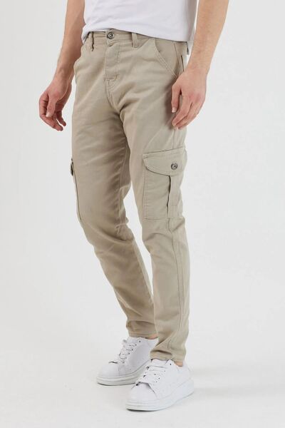 DAMGA JEANS Чоловічі зручні еластичні штани кольору каменю з широкими штанинами