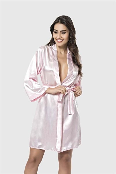 CHI'LA Collection Pink Short Satin Dressing Gown