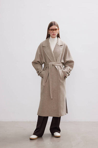 BE BLUE MINK DIAGONEL SPOON COAT
