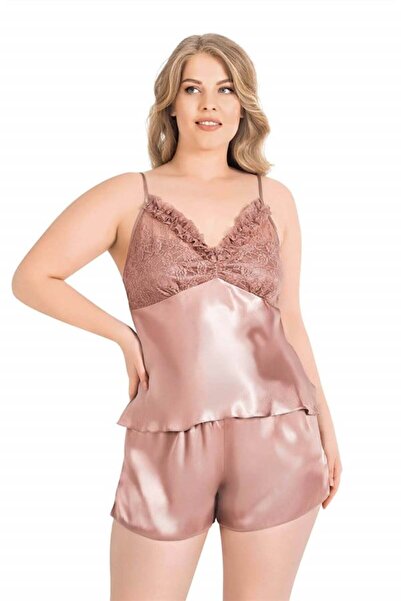 CHI'LA Collection Σετ σορτς Babydoll Satin Mink Plus Size