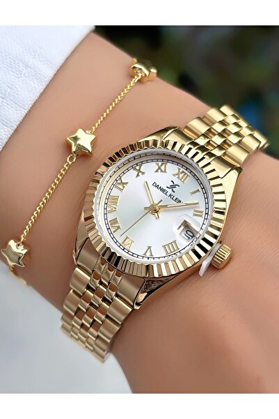 Daniel Klein Original E-Invoiced Gold Color 2 Years Warranty 3Atm Waterproof Women's Wrist Watch with Bracelet Gift