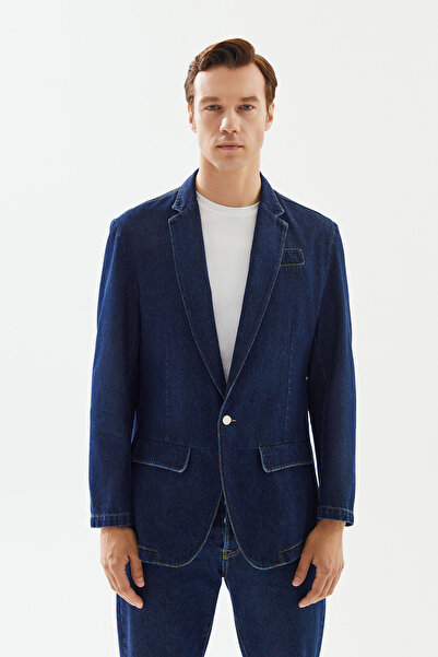 2be4a Erkek Lacivert Blazer  Denim Ceket