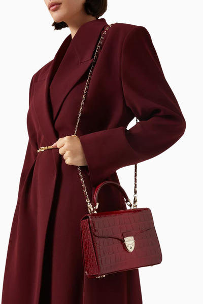 Aspinal of London Midi Mayfair Kırmızı Ombré Croc Deri Top Handle Çanta