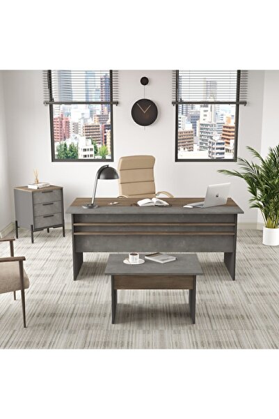 Yurupa Navaris Abc Ofis Büro Masa Takımı Kahve Beton Antrasit NAV7-cga
