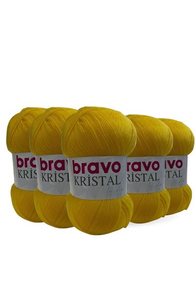 Bravo Crystal 5 Pieces 100 Grams 5 Yumak (Color Code: 430) Yellow 100% Acrylic