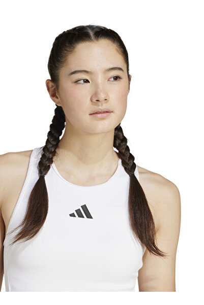 adidas JG6183 BRA TANK 3S Beyaz O Yaka Normal Kalıp Kadın Atlet