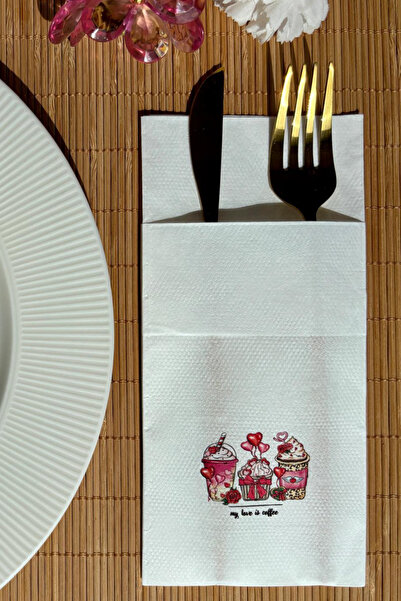 loyderlena Cepli Airsoft My Love Coffe Baskılı Sunum Peçetesi 40x40 Cm 12'li