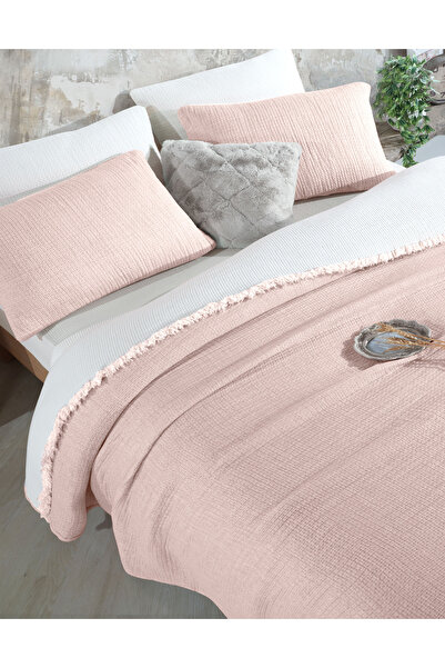 destinyhometex Pink 6 Layer Muslin Single 170x230 Quilt/1 Piece 50x70cm Pillow Case 6 Layer Multi Muslin