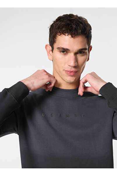 SSEINSE Bisiklet Yaka Siyah Erkek Sweatshırt FI2824SS